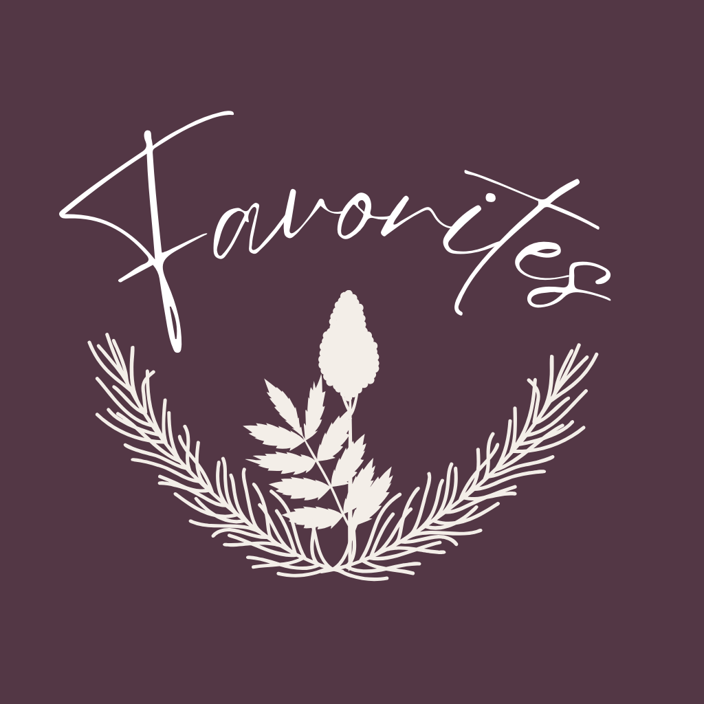 Graphic image of a sprig of sumac with pine branches on its right and left